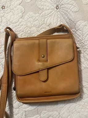 minooy Tan Leather Crossbody Bag